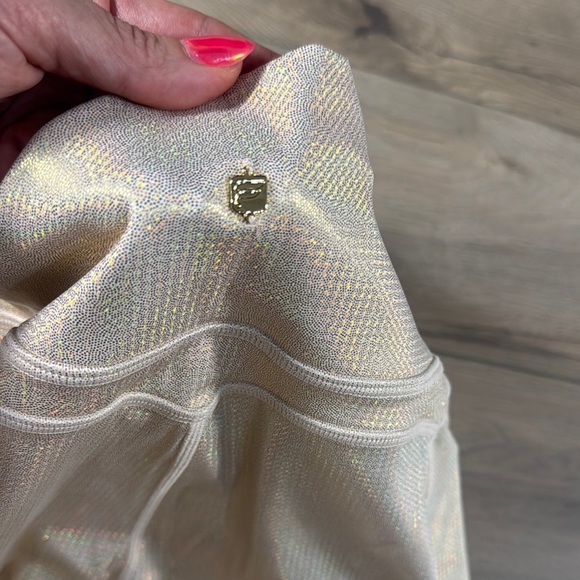 Fabletics Oasis High Waisted Leggings Gold Hologram NWT - Picture 14 of 16